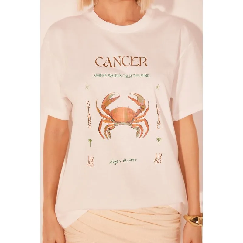 Camiseta Manga Curta Signos Câncer OFF WHITE/OFF WHITE PP/XS