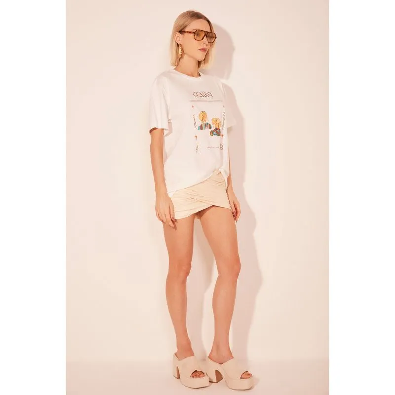 Camiseta Manga Curta Signos Gêmeos OFF WHITE/OFF WHITE PP/XS