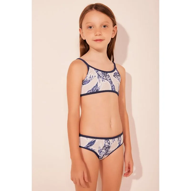 Biquíni Infantil Camiseta Peixes AZUL/BLUE 1 A 2