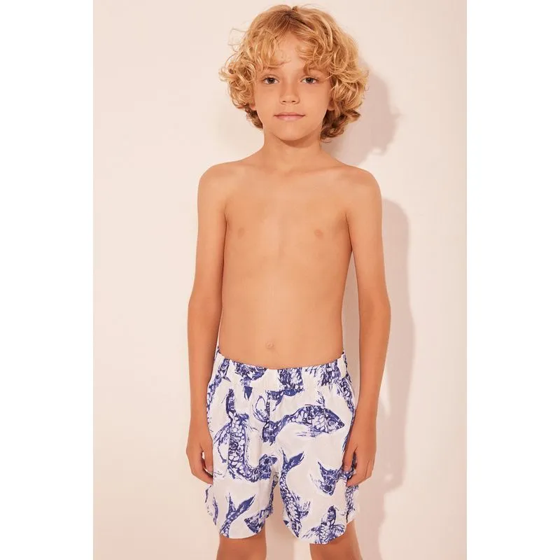 Short Infantil Praia Peixes AZUL/BLUE 4 A 5