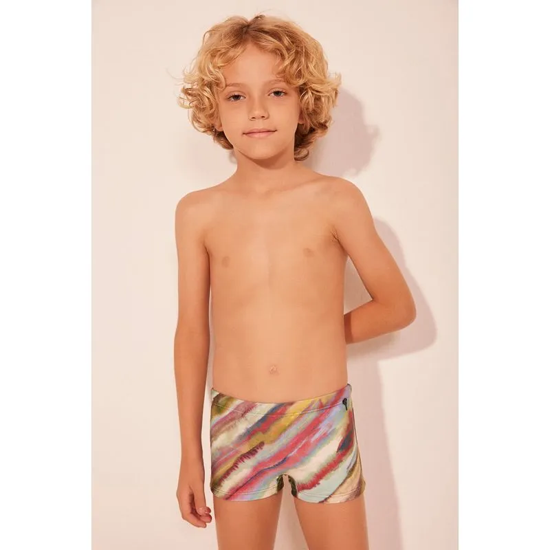 Sunga Infantil Listrado Fluor VERDE/GREEN 6 A 7