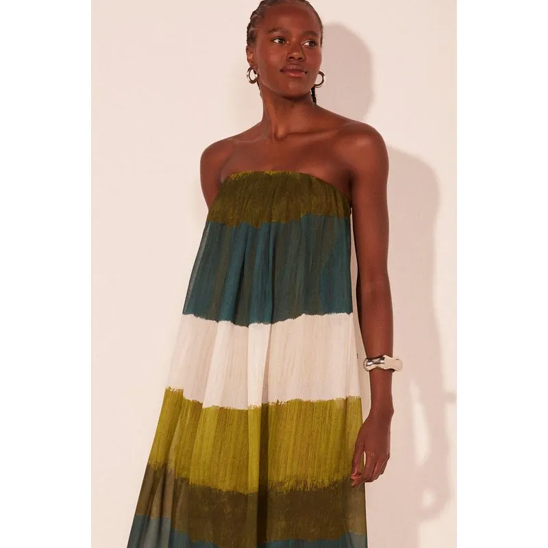 Vestido Longo Listrado Textura VERDE/GREEN G/L