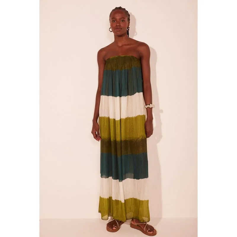 Vestido Longo Listrado Textura VERDE/GREEN GG/XL