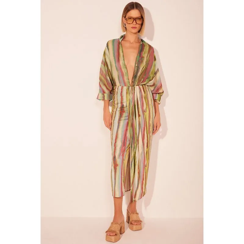 Saia Midi Listrado Fluor VERDE/GREEN GG/XL