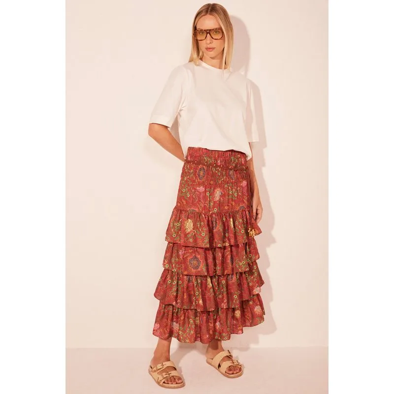 Saia Midi Floral Icaraí LARANJA/ORANGE M/M