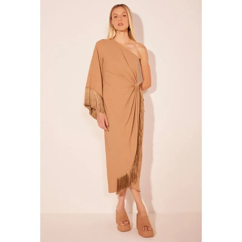 Vestido Midi Conchas MARROM/BROWN GG/XL