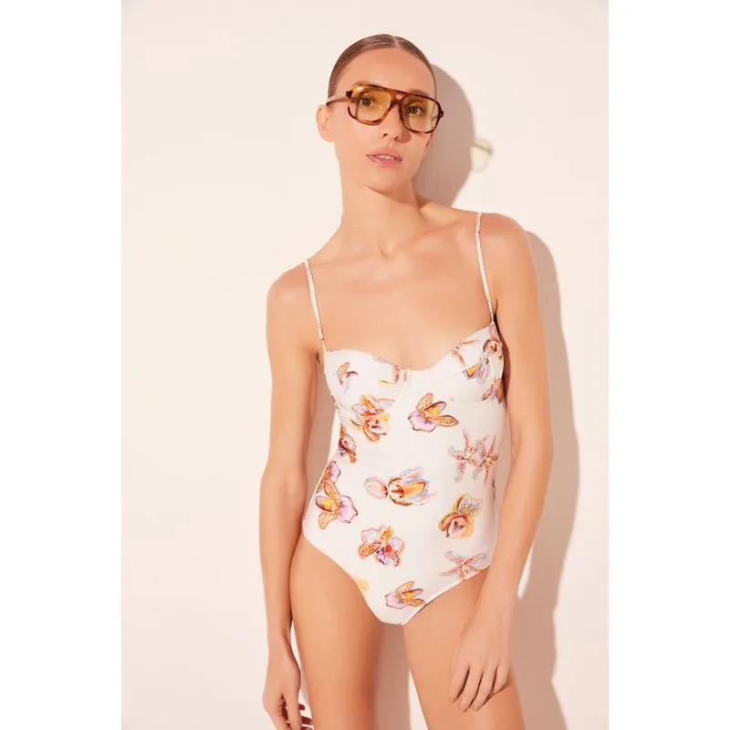 Maiô Meia Taça Orquídeas OFF WHITE/OFF WHITE G/L