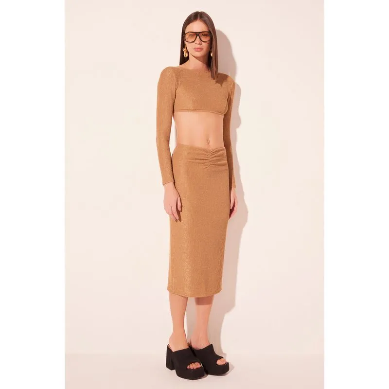 Saia Midi Áurea Dourado DOURADO/GOLDEN PP/XS