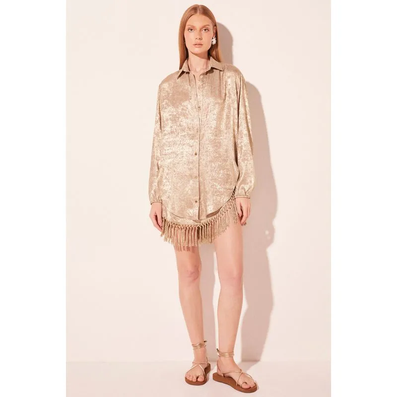 Camisa Manga Longa Brilho Dourado DOURADO/GOLDEN G/L