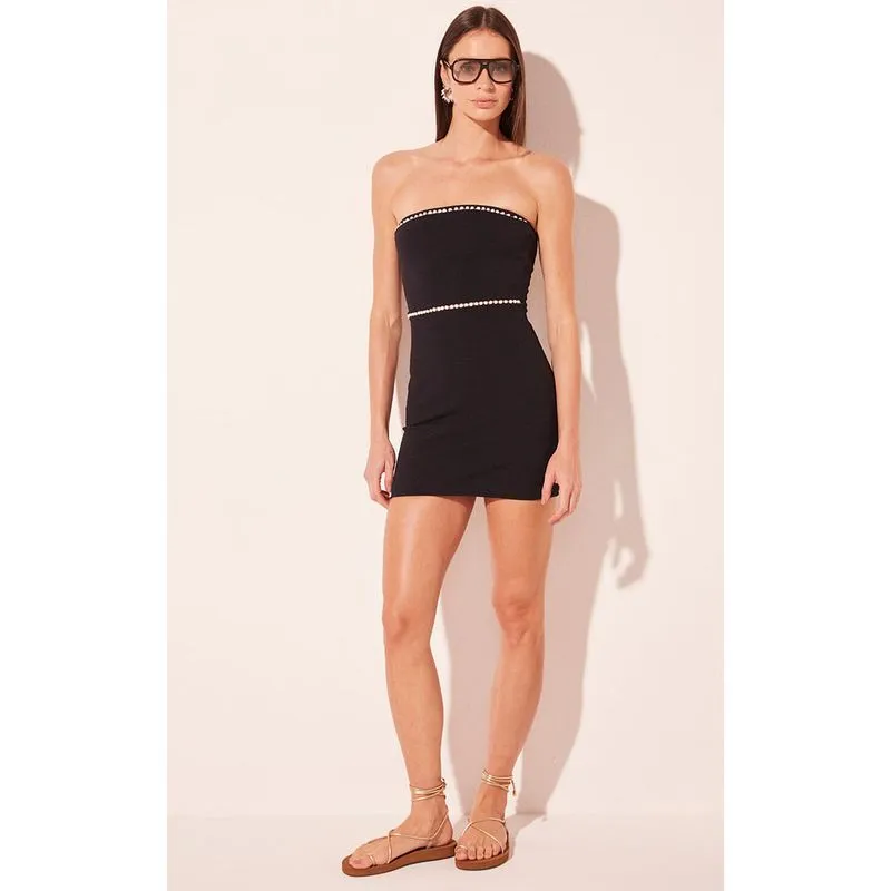Vestido Curto Pérolas Bordadas Preto PRETO/BLACK G/L