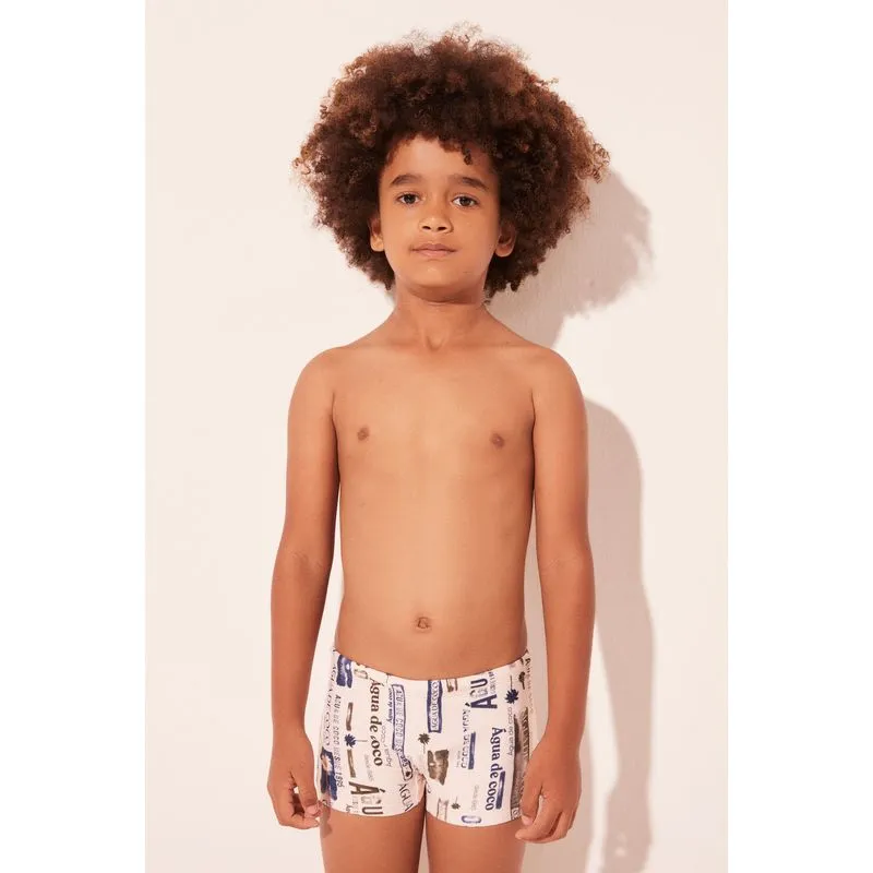 Sunga Infantil Boxer Caligrafia OFF WHITE/OFF WHITE 10 A 11