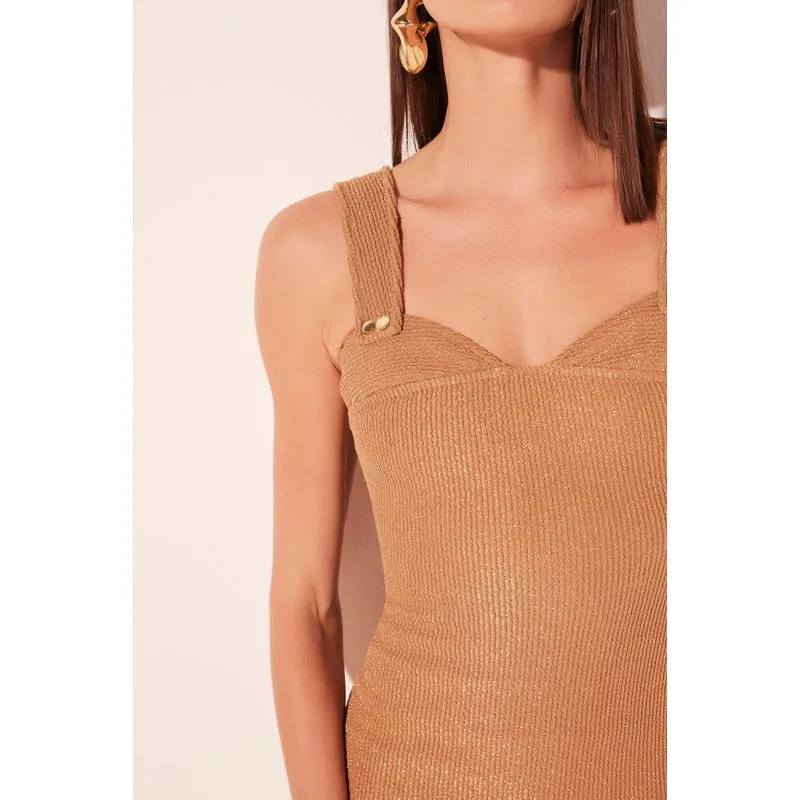 Vestido Midi Áurea Dourado DOURADO/GOLDEN G/L