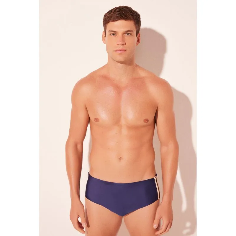 Sunga Média Liso Trabalhadas AZUL MARINHO/NAVY BLU M/M