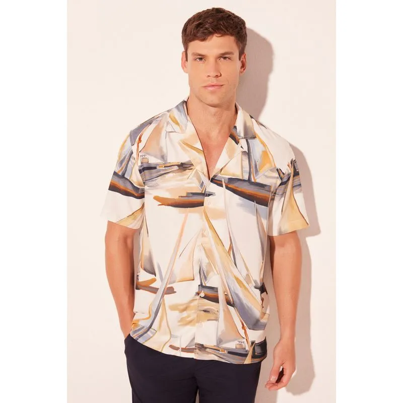 Camisa Manga Curta Barcos AZUL/BLUE PP/XS