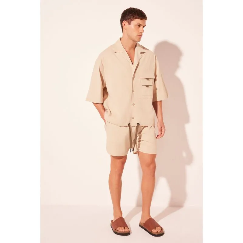 Camisa Manga Curta Calmaria Bege BEGE/BEIGE EGG/XXL