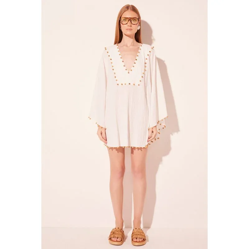 Vestido Curto Amplo Boêmio Off White OFF WHITE/OFF WHITE G/L