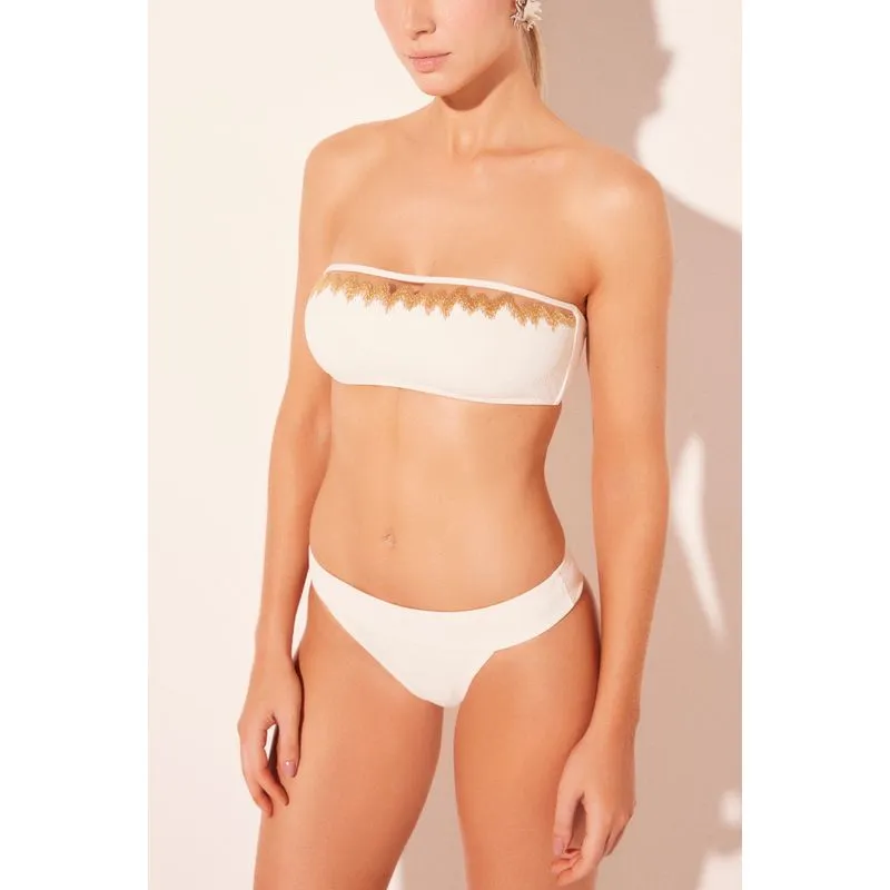 Biquíni Calcinha Lateral Média Ana Chacal Bordado Branco BRANCO/WHITE GG/XL