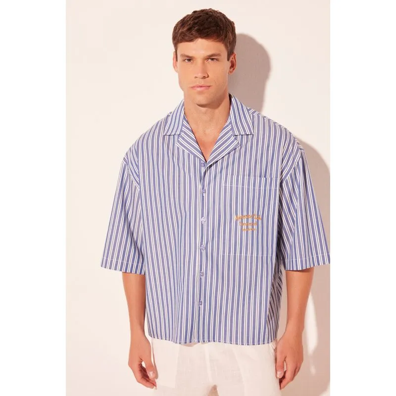Camisa Manga Curta Listrado AZUL/BLUE PP/XS