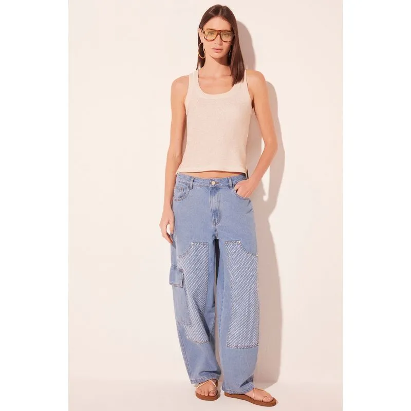 Blusa Alça Cordas Lurex Off White OFF WHITE/OFF WHITE GG/XL