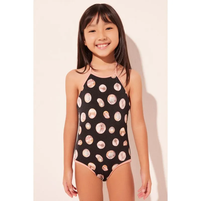Maiô Infantil Alcinhas Dupla Face Pérolas PRETO/BLACK 4 A 5
