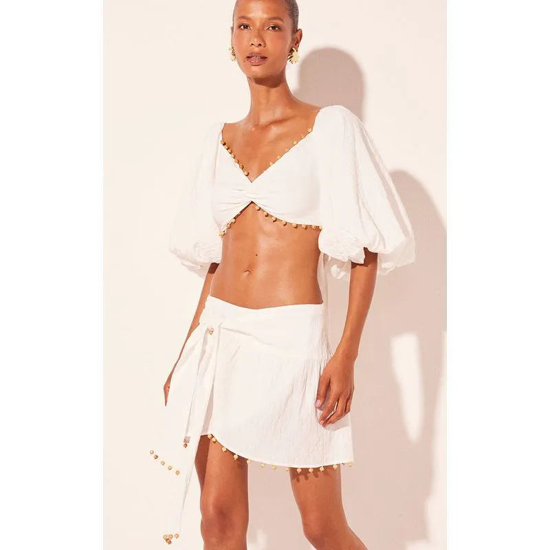 Top Cropped Mangas Bufantes Boêmio Off White OFF WHITE/OFF WHITE GG/XL