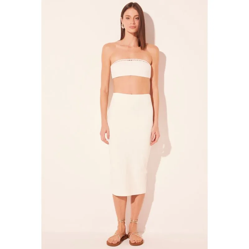 Saia Midi Pérolas Bordadas Branco BRANCO/WHITE M/M