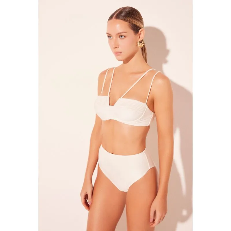 Biquíni Calcinha Hot Pants Folha Branco BRANCO/WHITE M/M