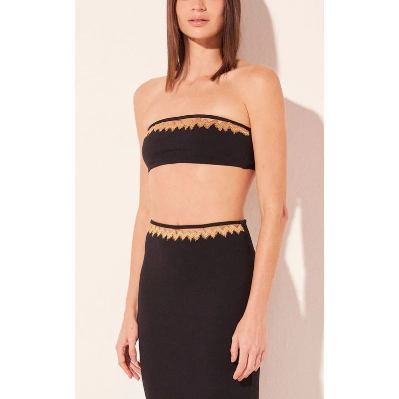 Saia Midi Chacal Bordado Preto PRETO/BLACK G/L
