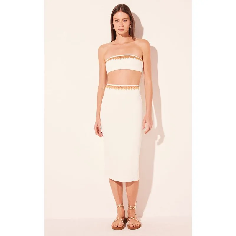 Saia Midi Chacal Bordado Branco BRANCO P/S