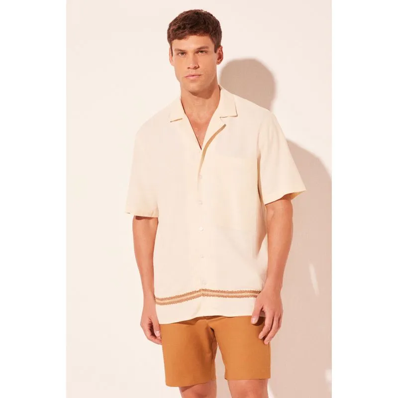 Camisa Manga Curta Coqueiro Bordado OFF WHITE/OFF WHITE PP/XS
