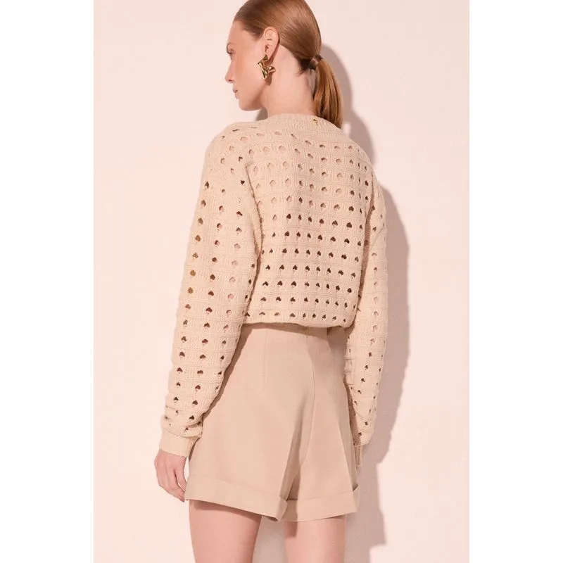 Short Cintura Alta Malva Bege 36