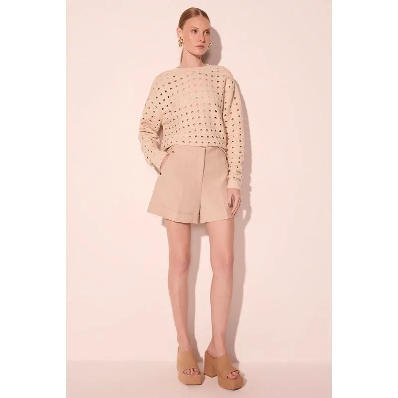 Short Cintura Alta Malva Bege 42