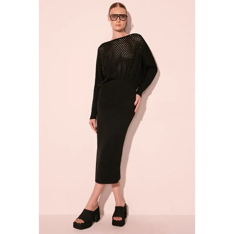 Vestido Midi Blusado Ampulheta Preto M/M