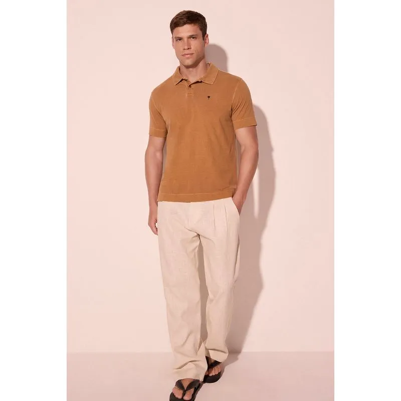 Camisa Polo Aviamento Fenda Marrom P/S