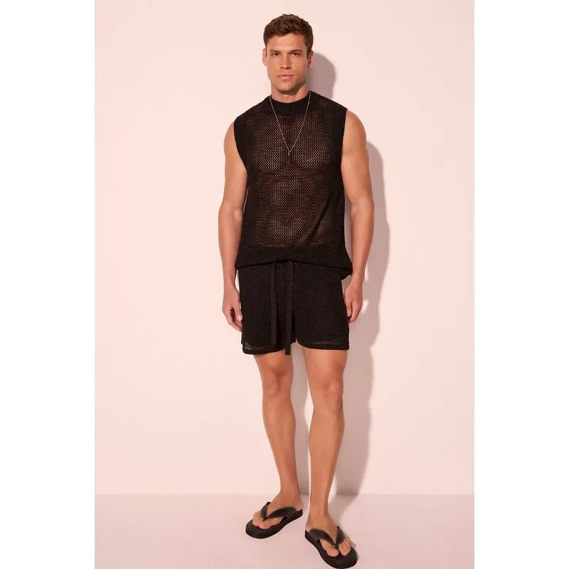 Bermuda Casual Com Amarração Tupi Preto M/M