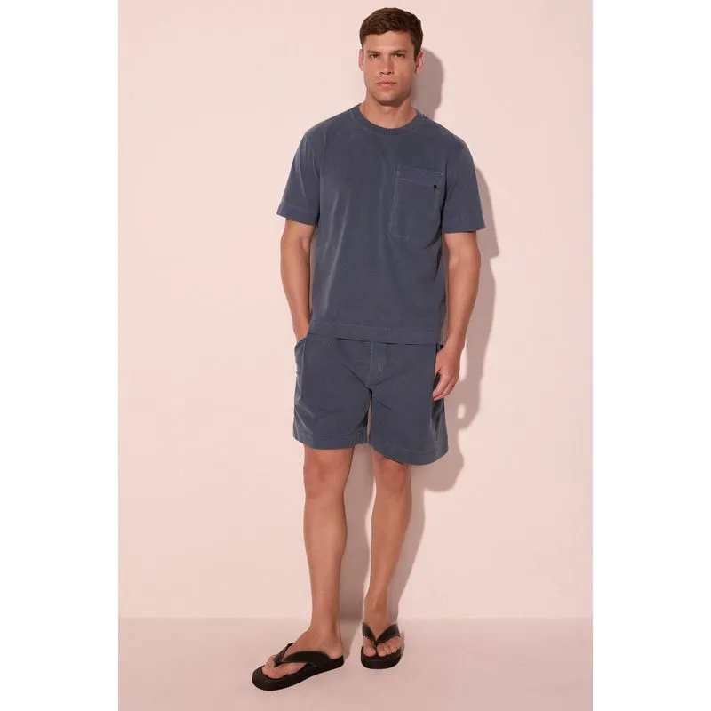 Camiseta Manga Curta Fenda Azul M/M