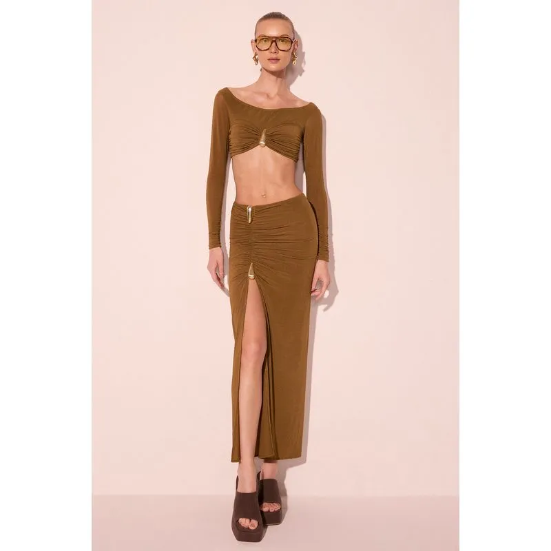 Saia Longa Com Aviamento Gotas Dourado PP/XS