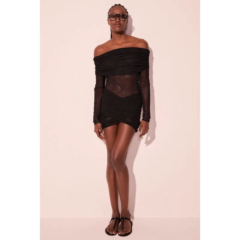 Blusa Manga Longa Com Pala Franzida Aroma Preto PP/XS