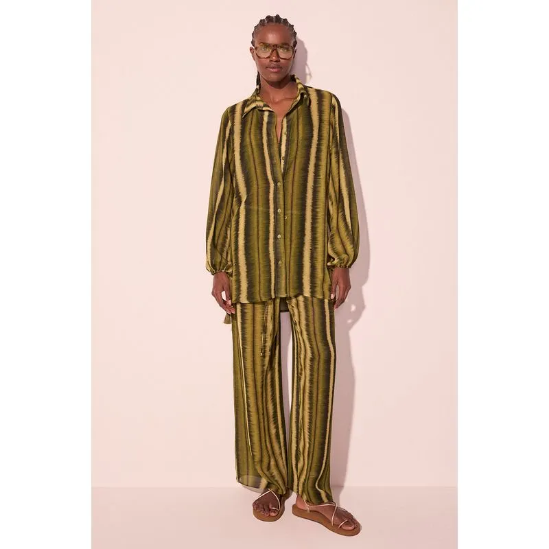 Chemise Curto Listrado Musgo GG/XL