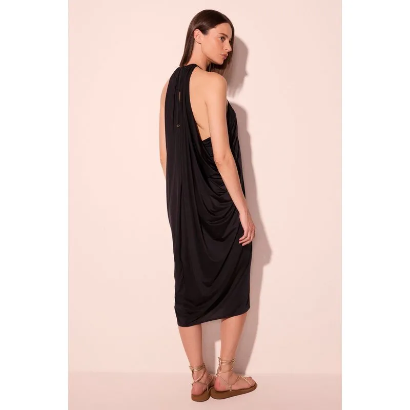 Vestido Midi Drapeado Murano Preto PP/XS