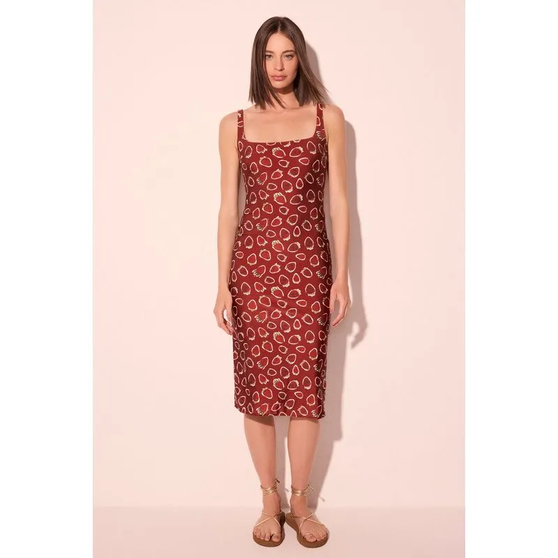 Vestido Midi Morangos VERMELHO/RED PP/XS