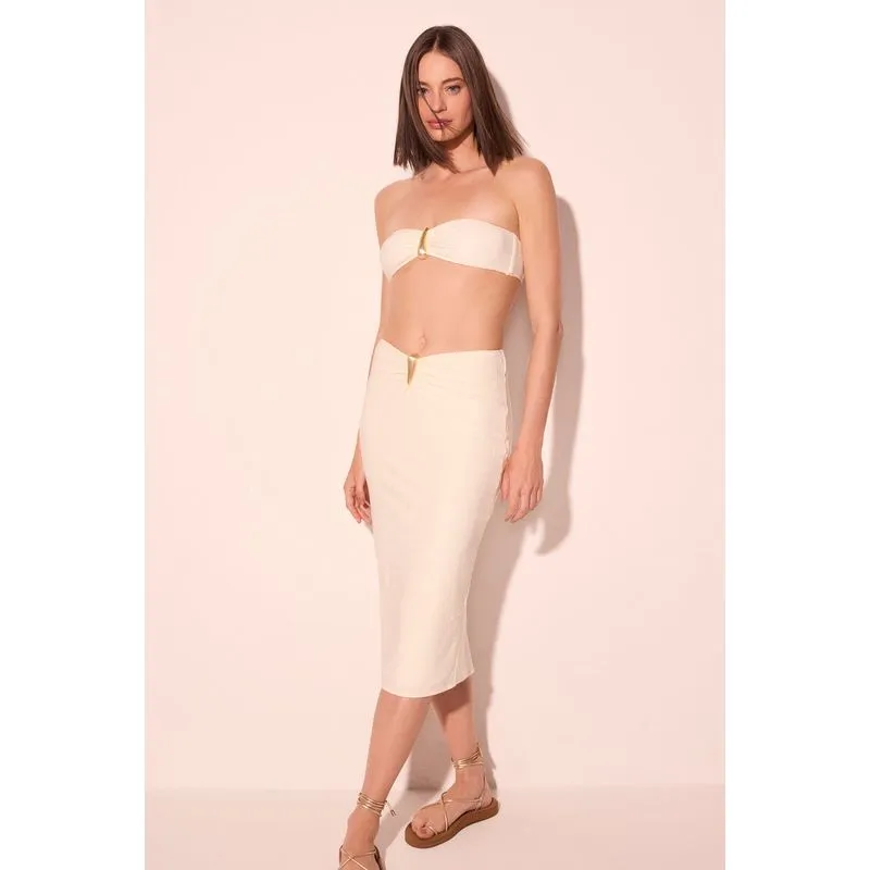 Saia Midi Com Aviamento Gotas Off White G/L