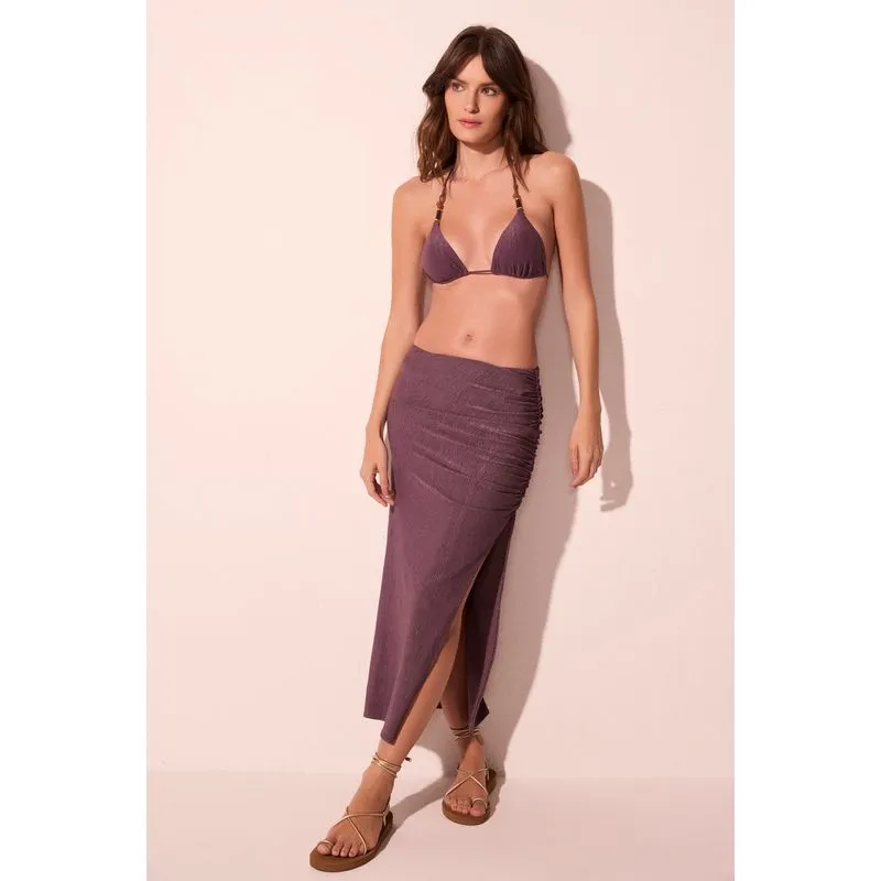 Saia Midi Com Franzido Lateral Gergelim Roxo GG/XL