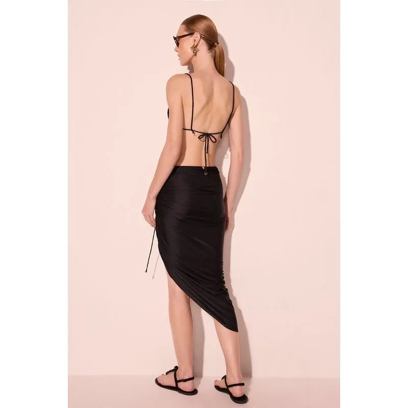 Saia Midi Drapeada Murano Preto PP/XS