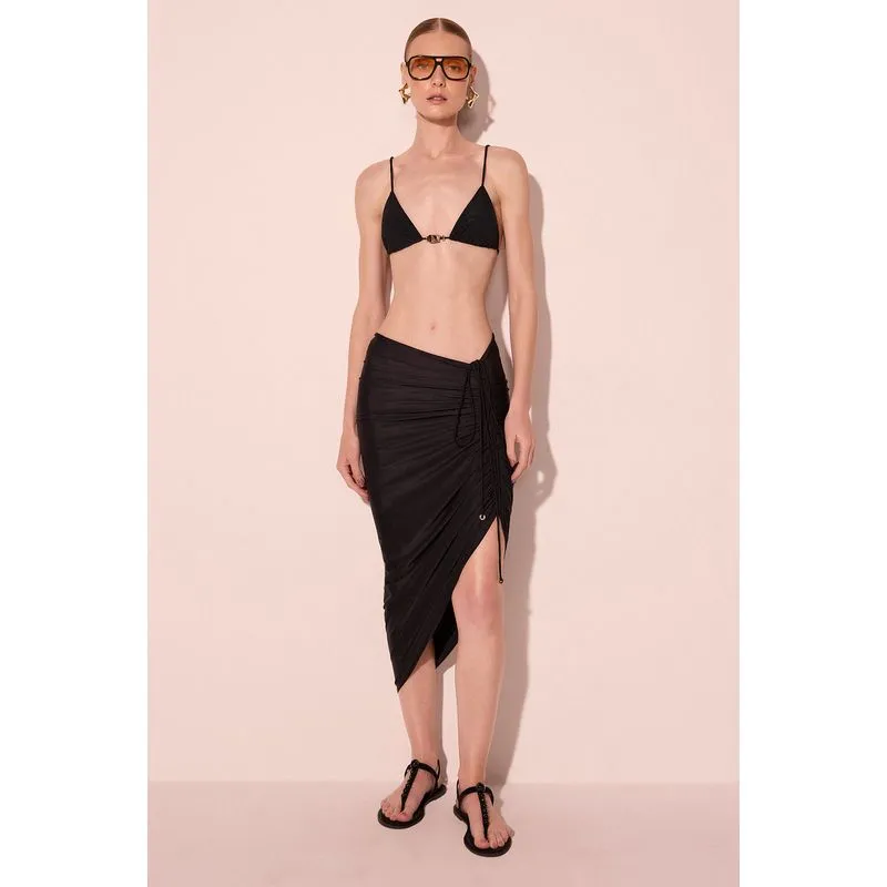 Saia Midi Drapeada Murano Preto P/S