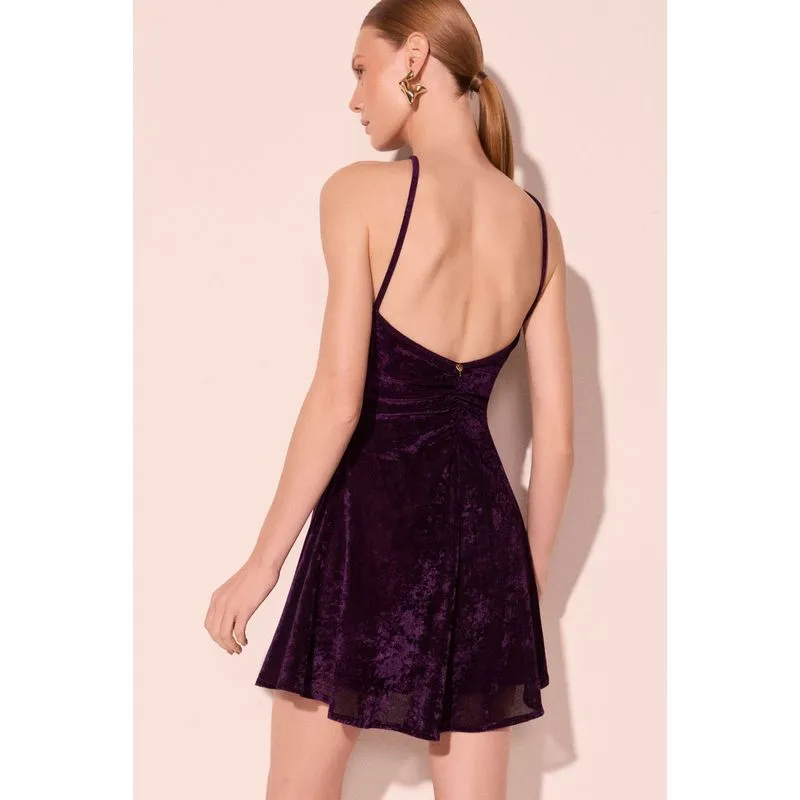 Vestido Curto Com Detalhe Celosia Roxo PP/XS