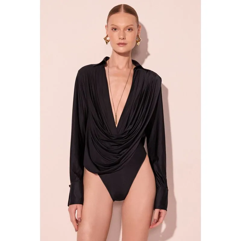 Body Manga Longa Bromélia Preto GG/XL