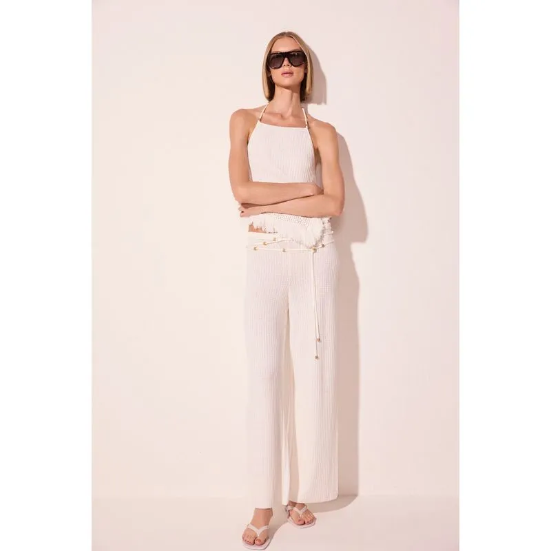 Calça Reta Com Aviamento Tulum Off White M/M