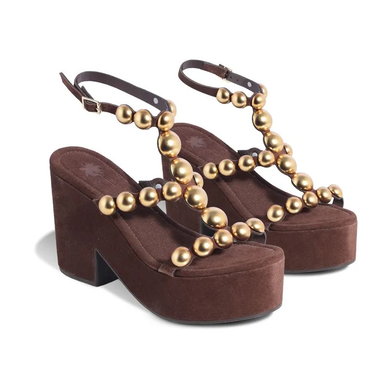 Sandália Salto Alto Boleada Acessórios Mediterrâneo 39