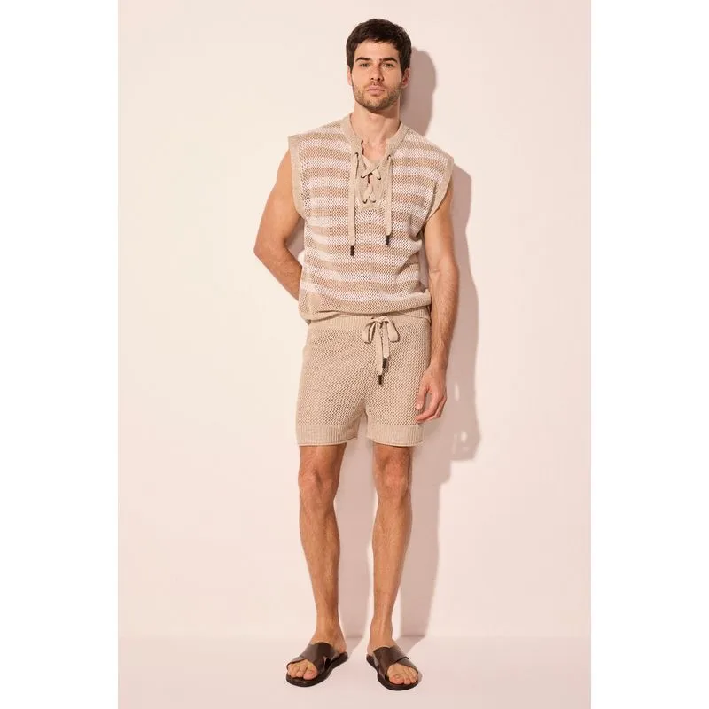 Regata Casual Tricô Listrada Marina Bege P/S